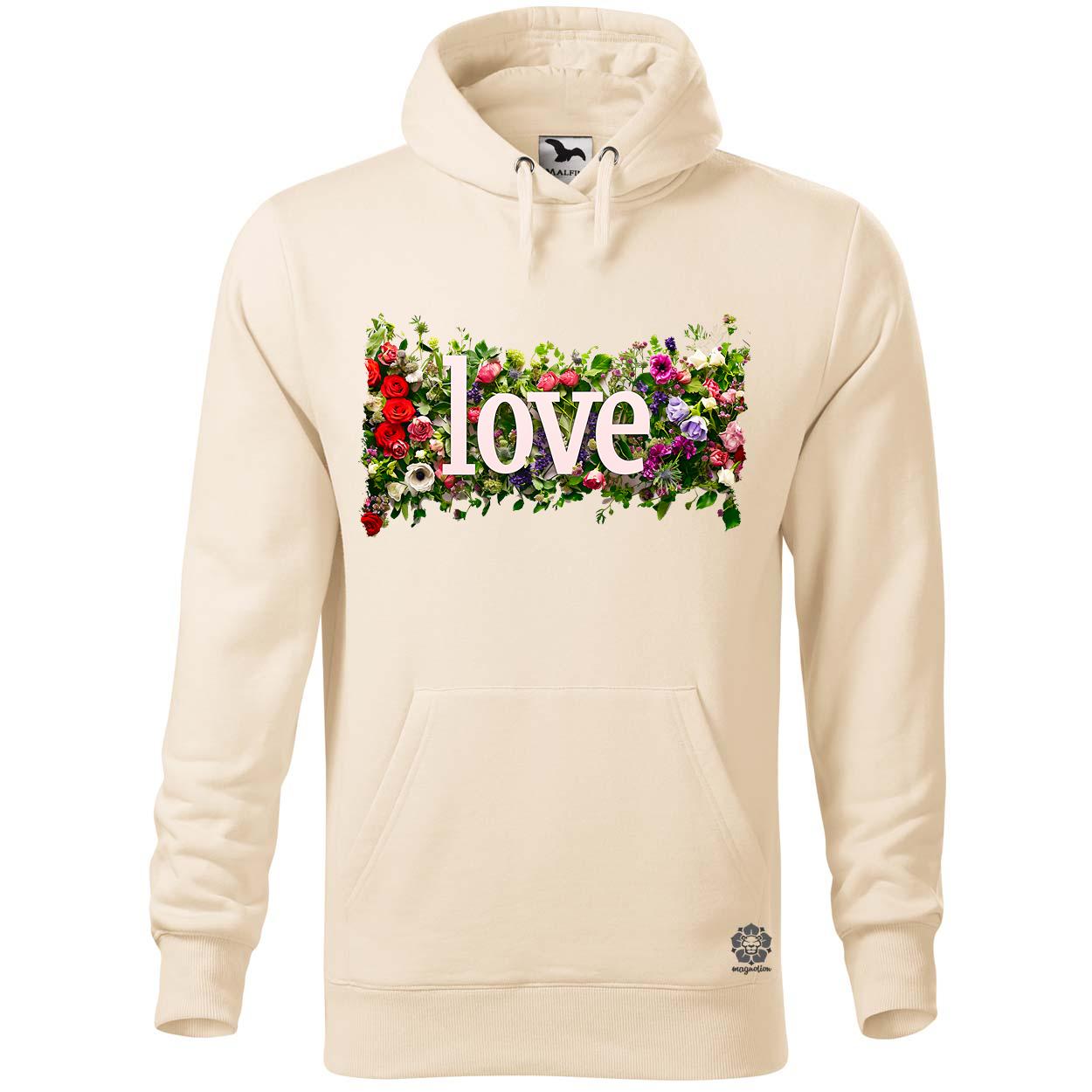 LOVE és virágok v1 egyedi  pulóver 