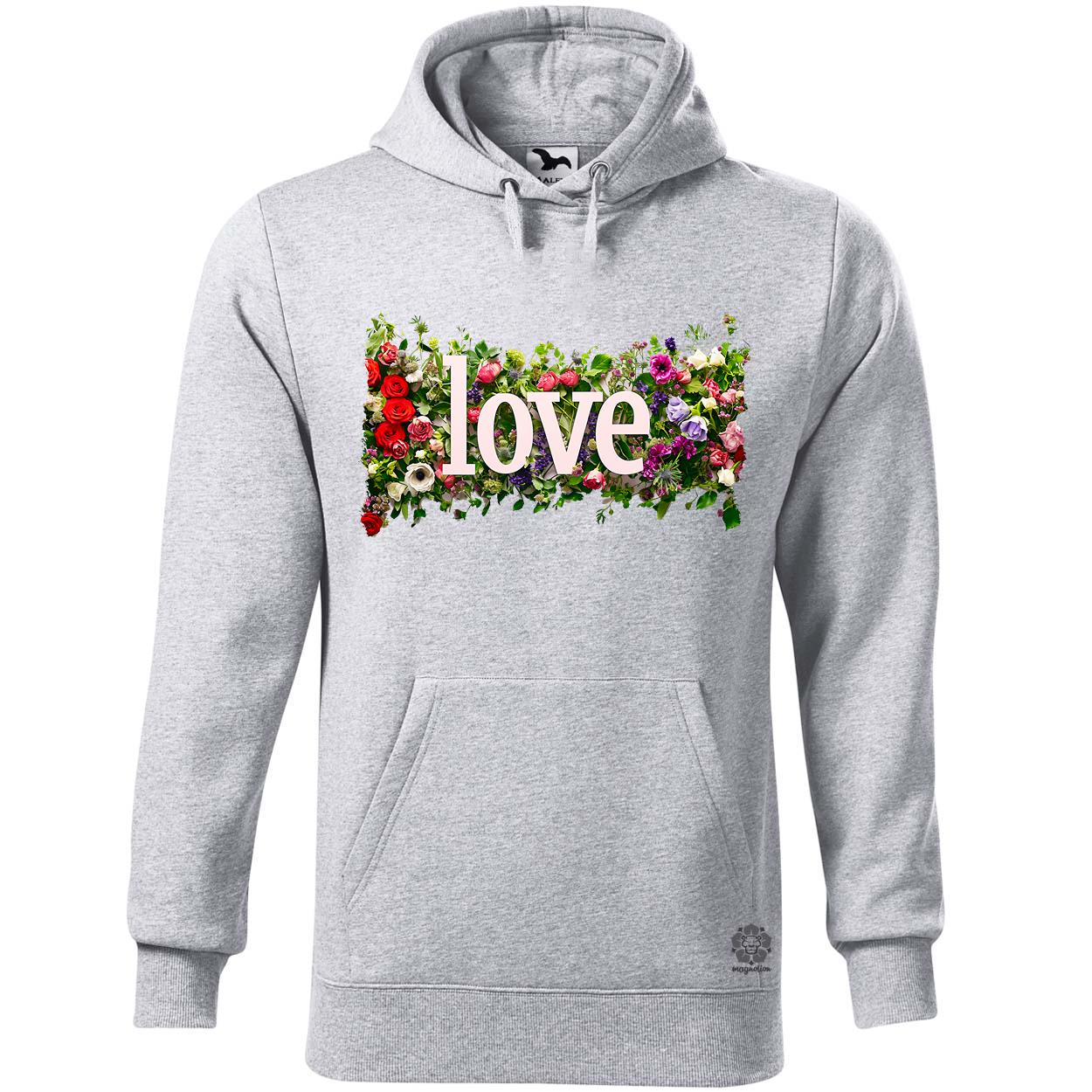 LOVE és virágok v1 egyedi  pulóver 