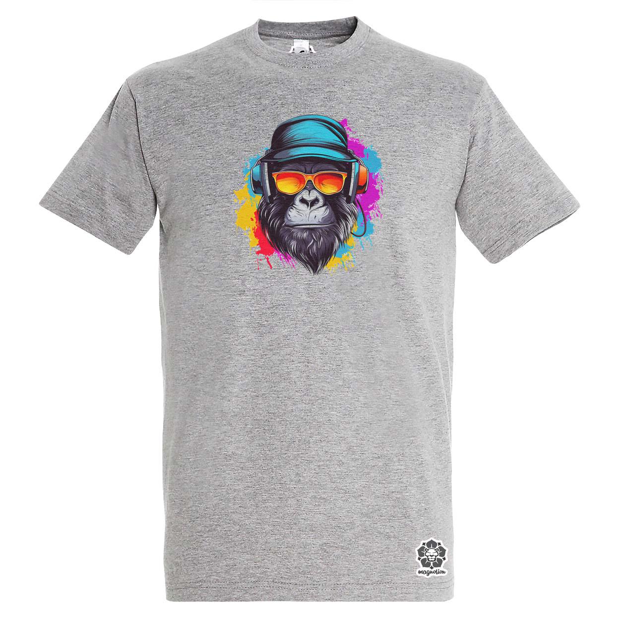 Gorilla zenét hallgat v3 egyedi póló 