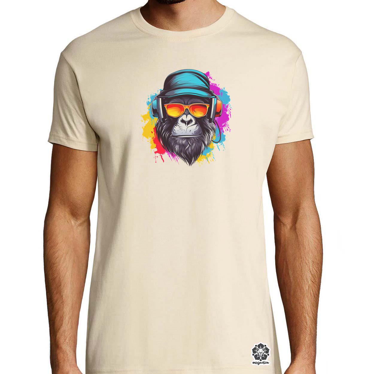Gorilla zenét hallgat v3 egyedi póló 