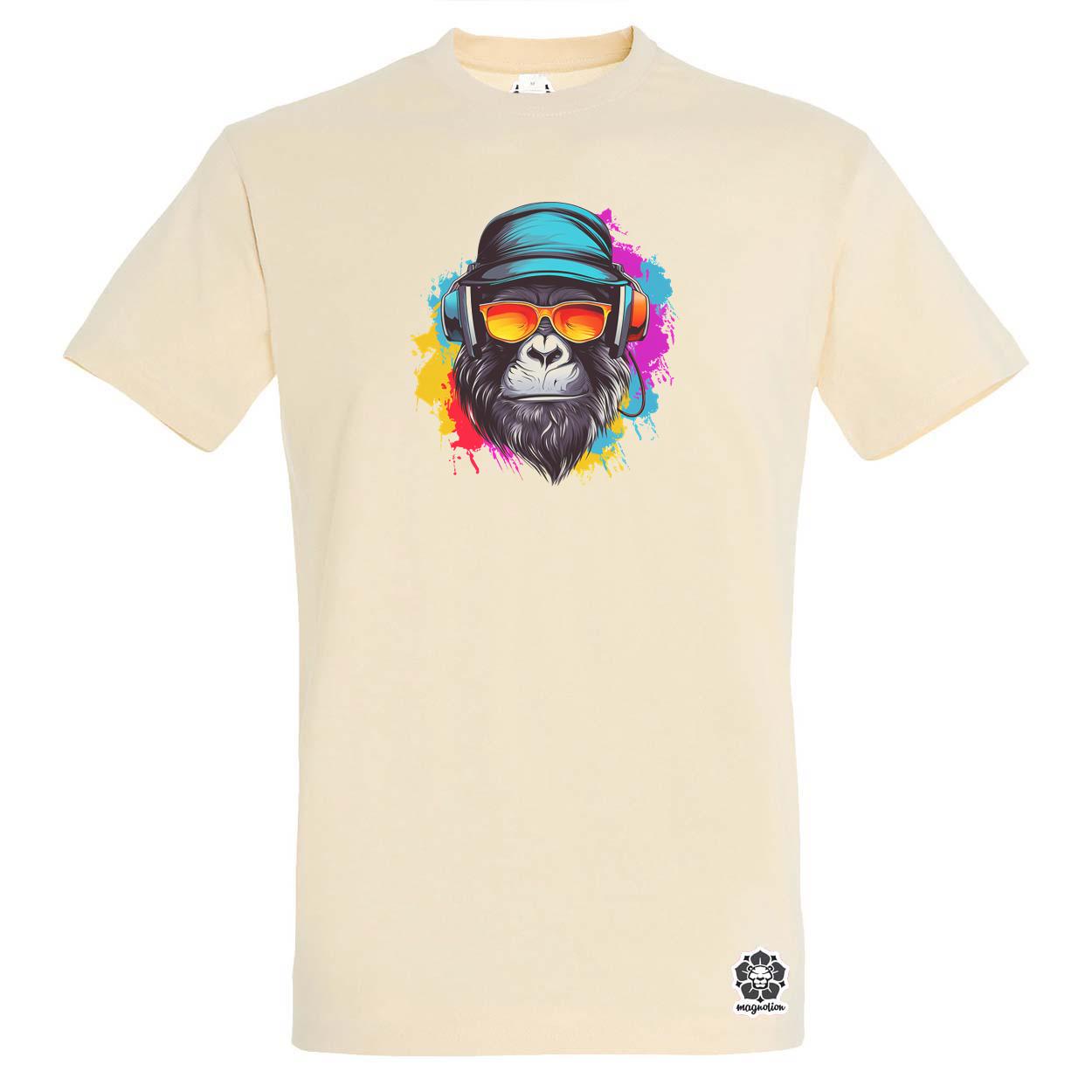 Gorilla zenét hallgat v3 egyedi póló 