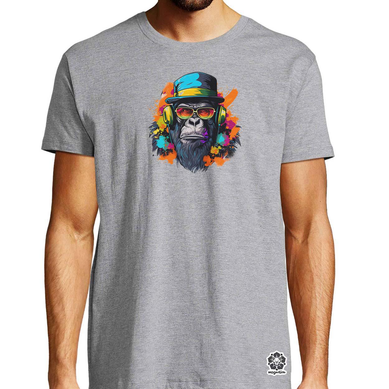 Gorilla zenét hallgat v5 egyedi póló 