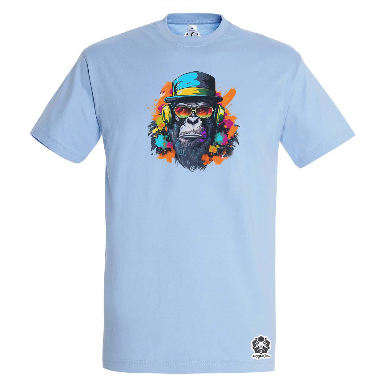 Gorilla zenét hallgat v5 egyedi póló 