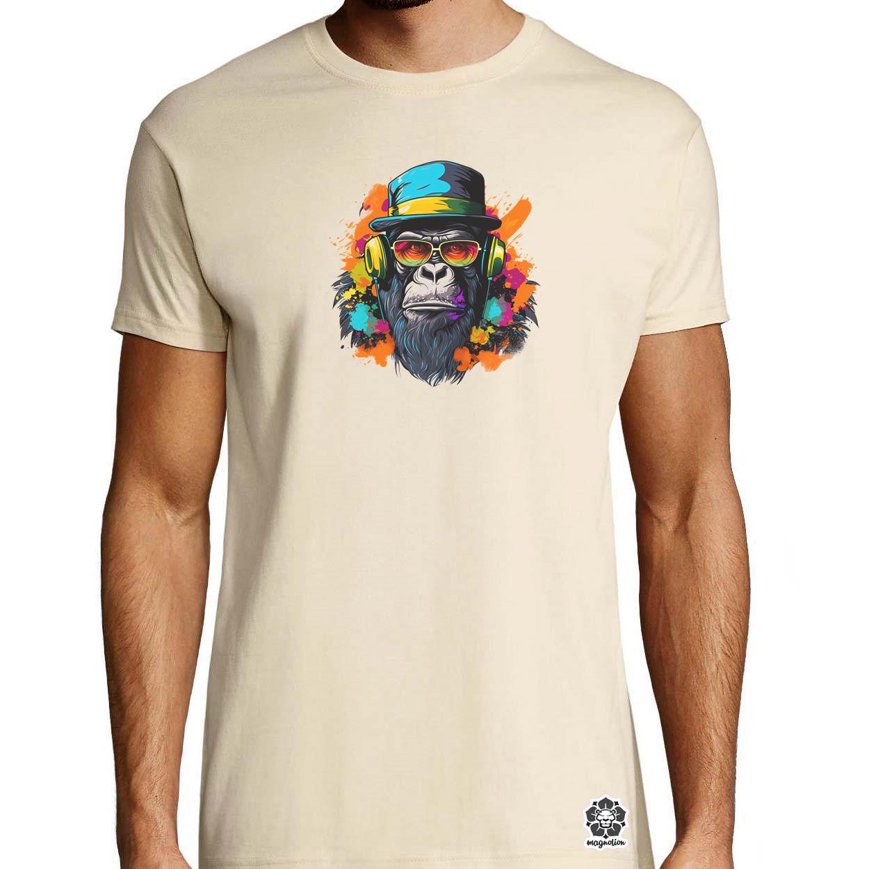 Gorilla zenét hallgat v5 egyedi póló 