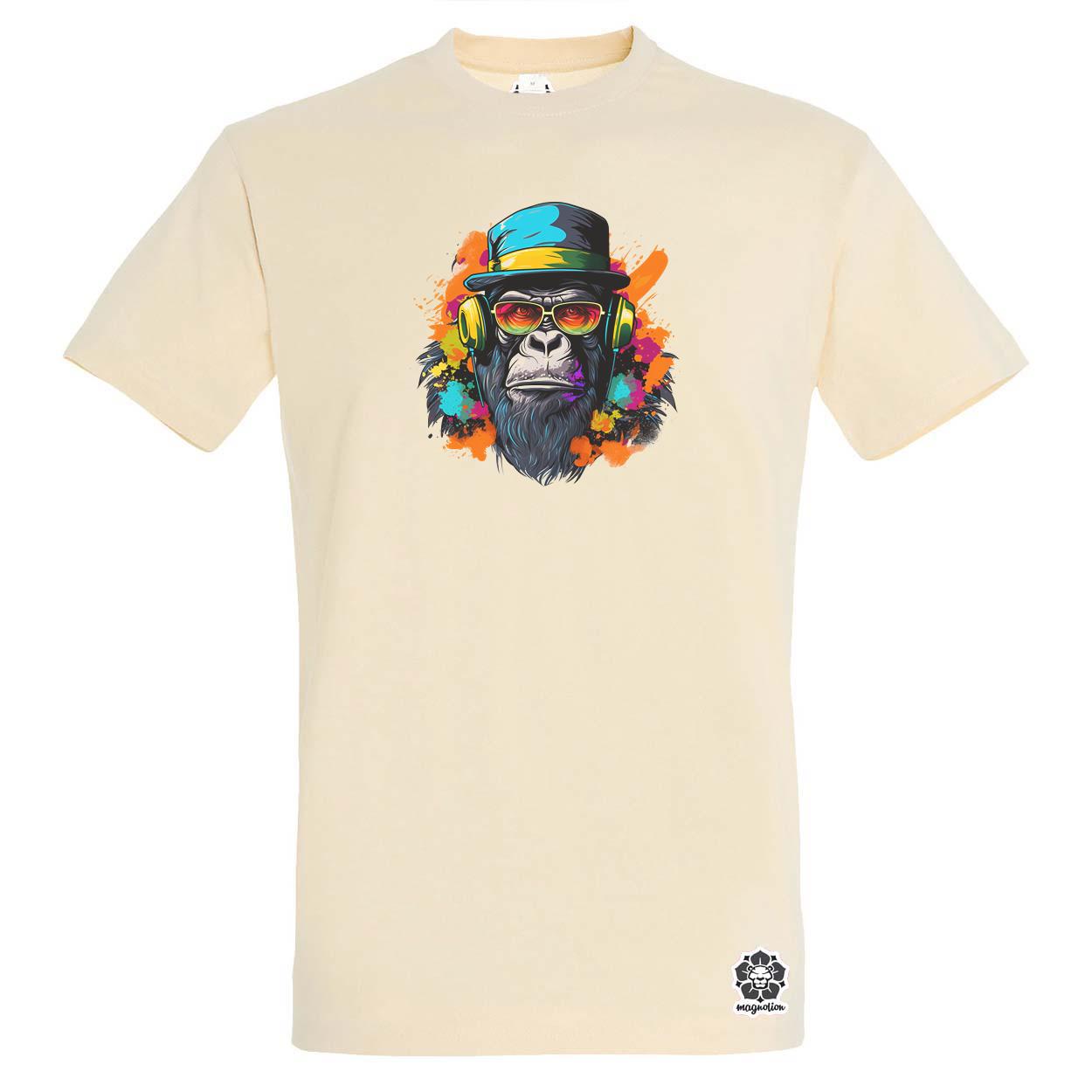 Gorilla zenét hallgat v5 egyedi póló 