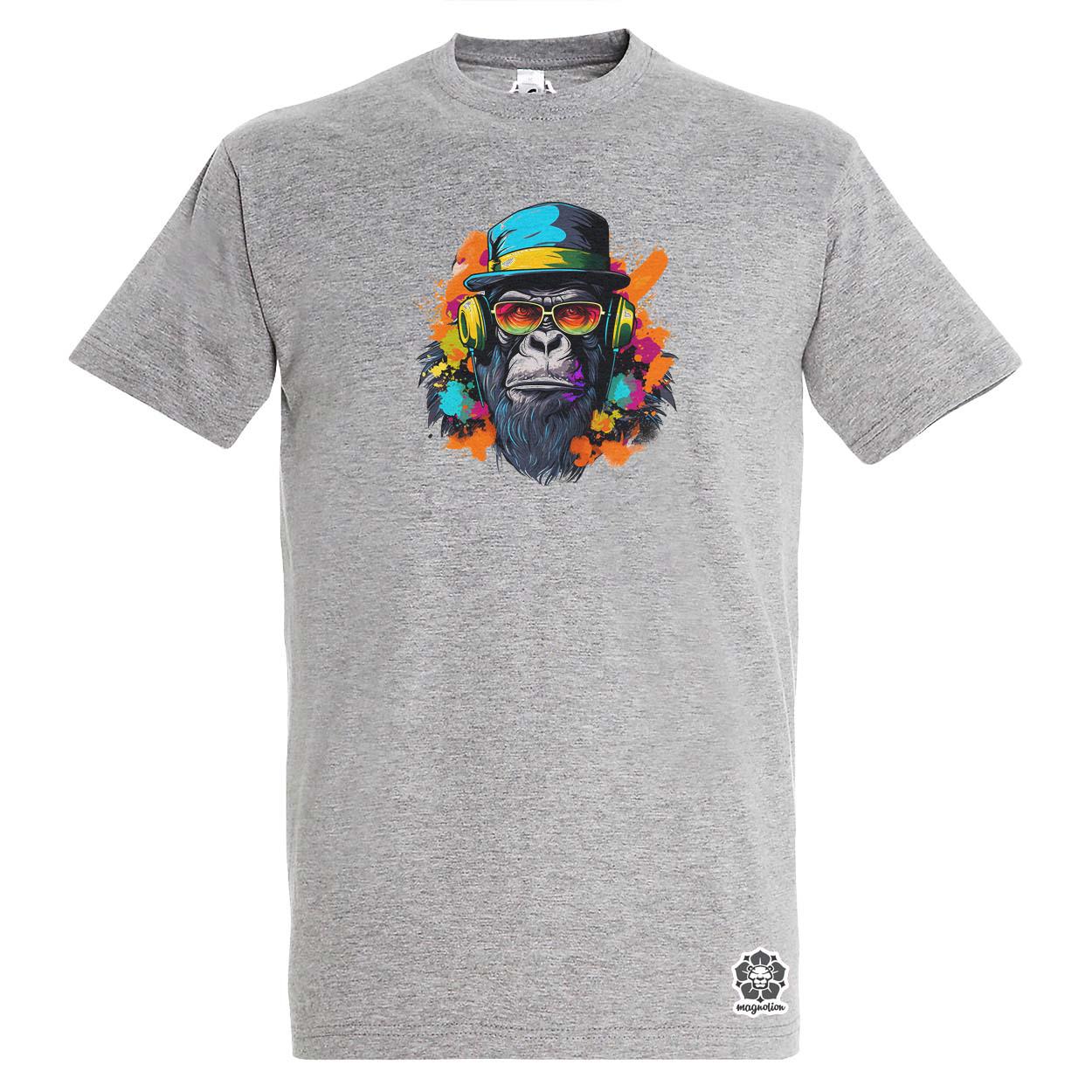 Gorilla zenét hallgat v5 egyedi póló 