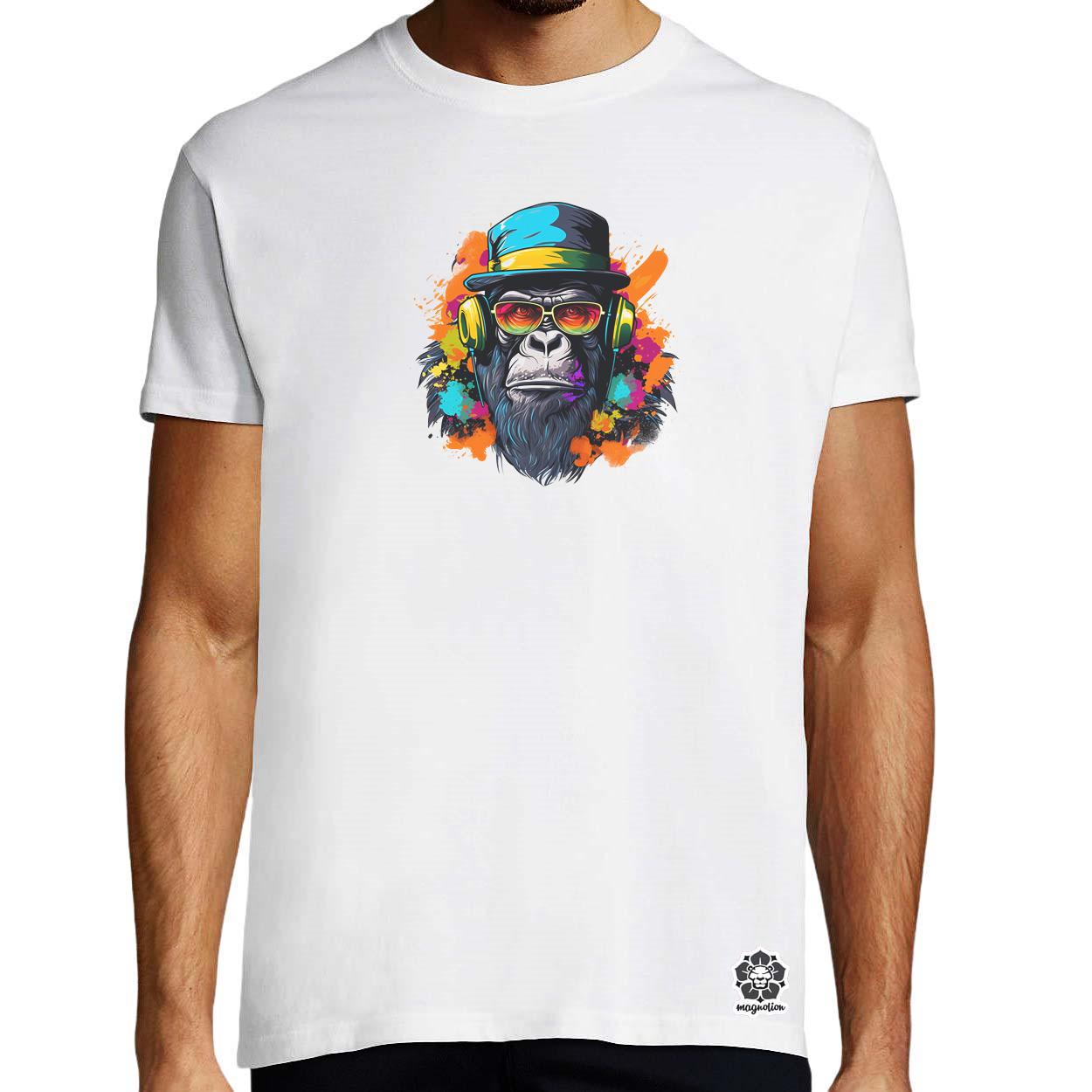 Gorilla zenét hallgat v5 egyedi póló 
