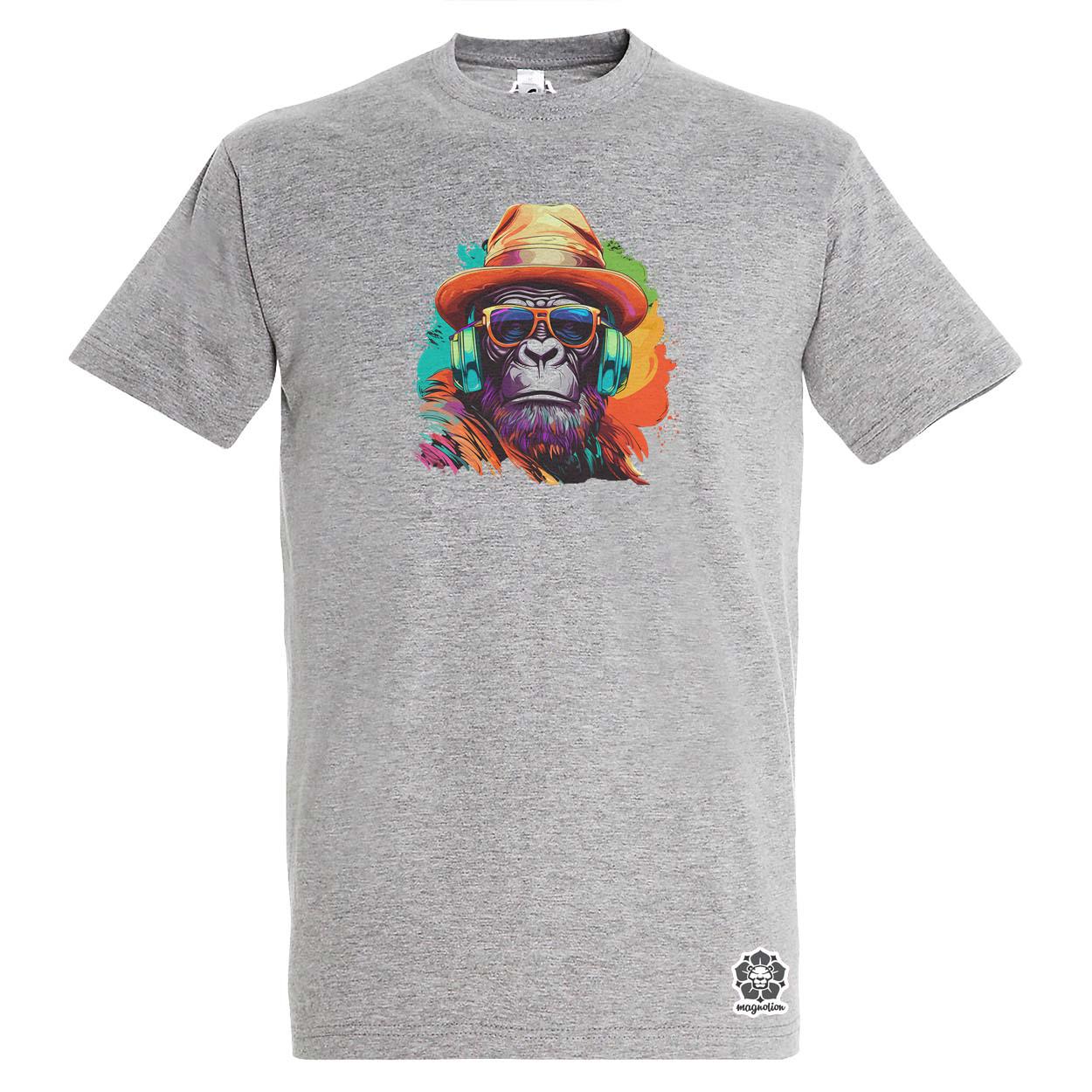 Gorilla zenét hallgat v6 egyedi póló 