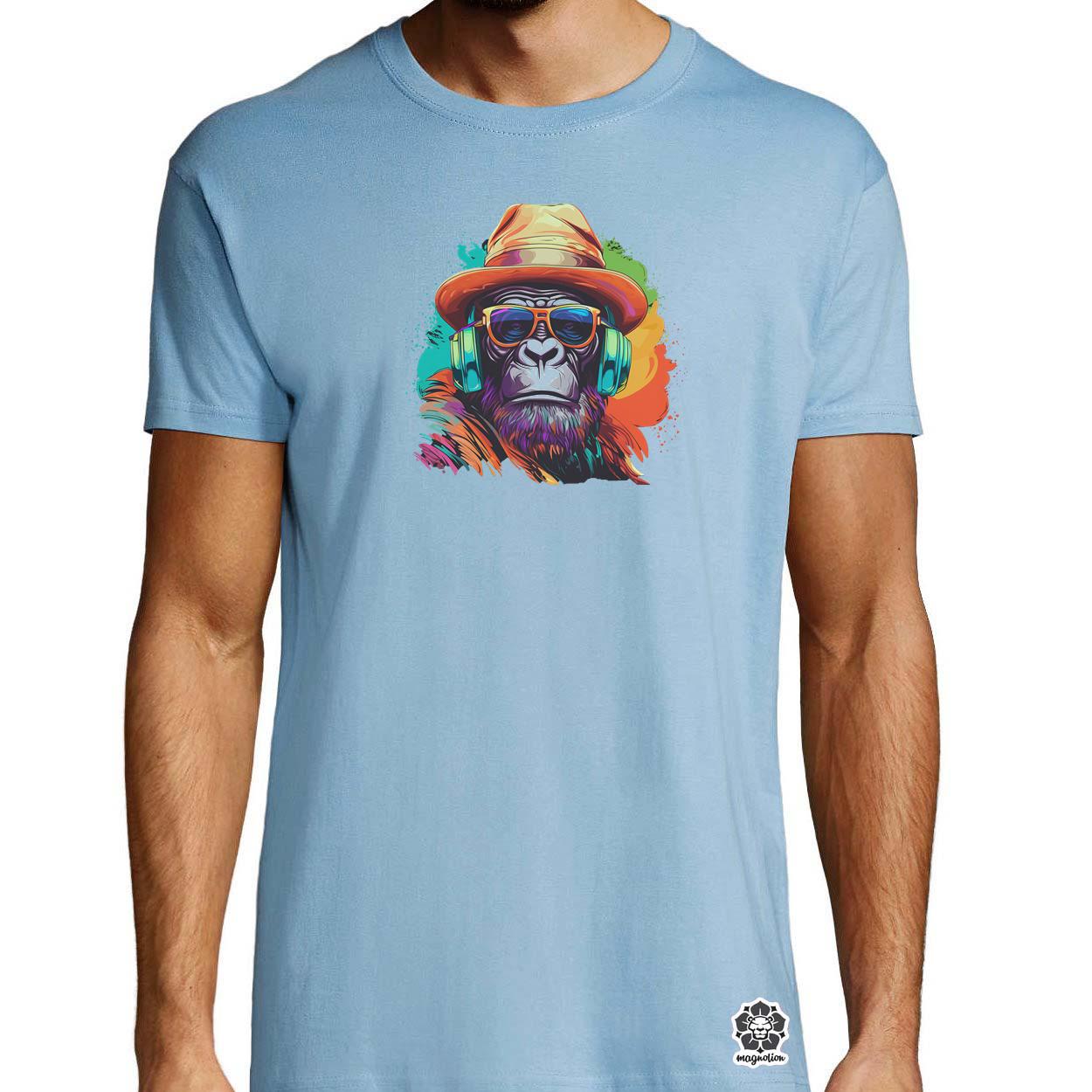 Gorilla zenét hallgat v6 egyedi póló 