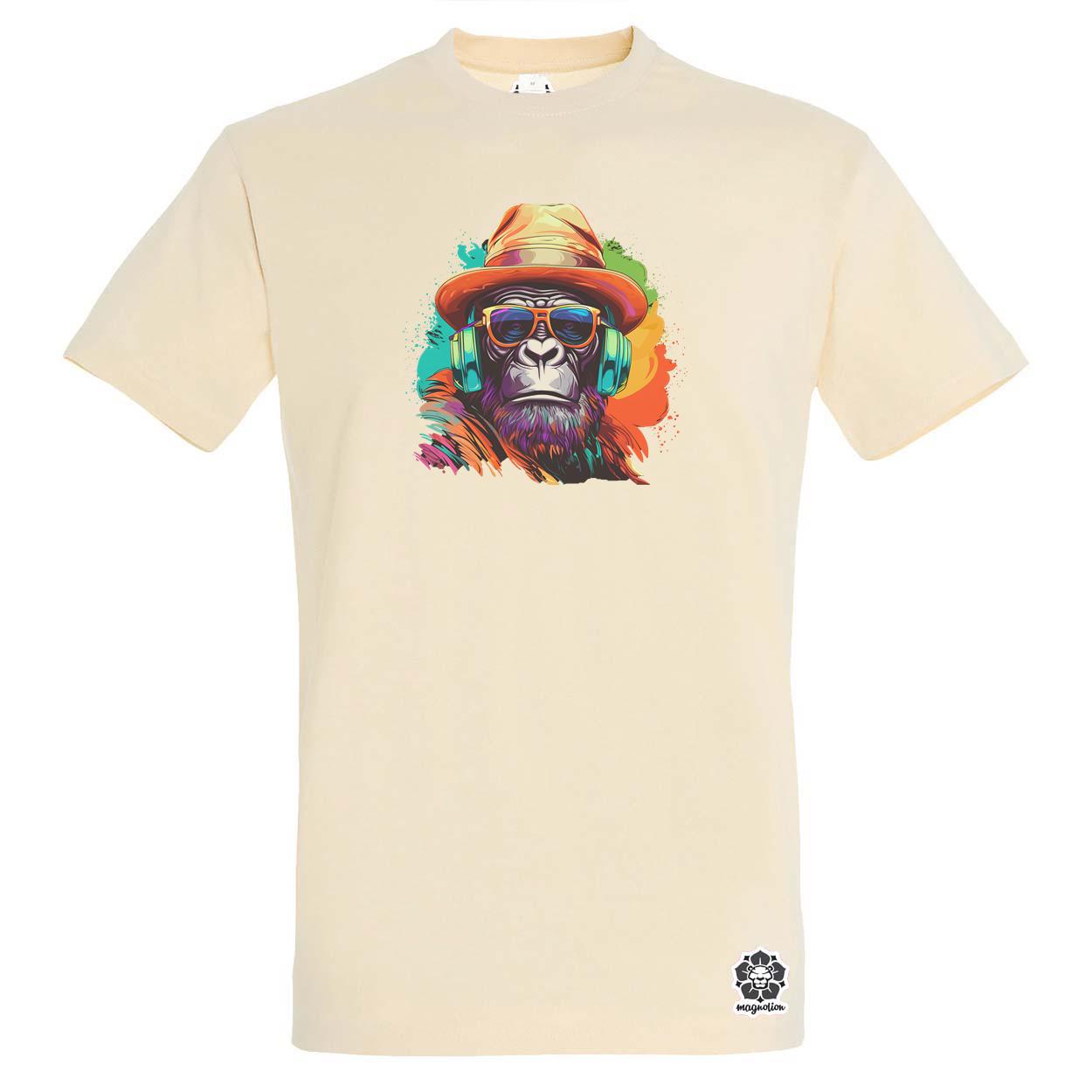 Gorilla zenét hallgat v6 egyedi póló 