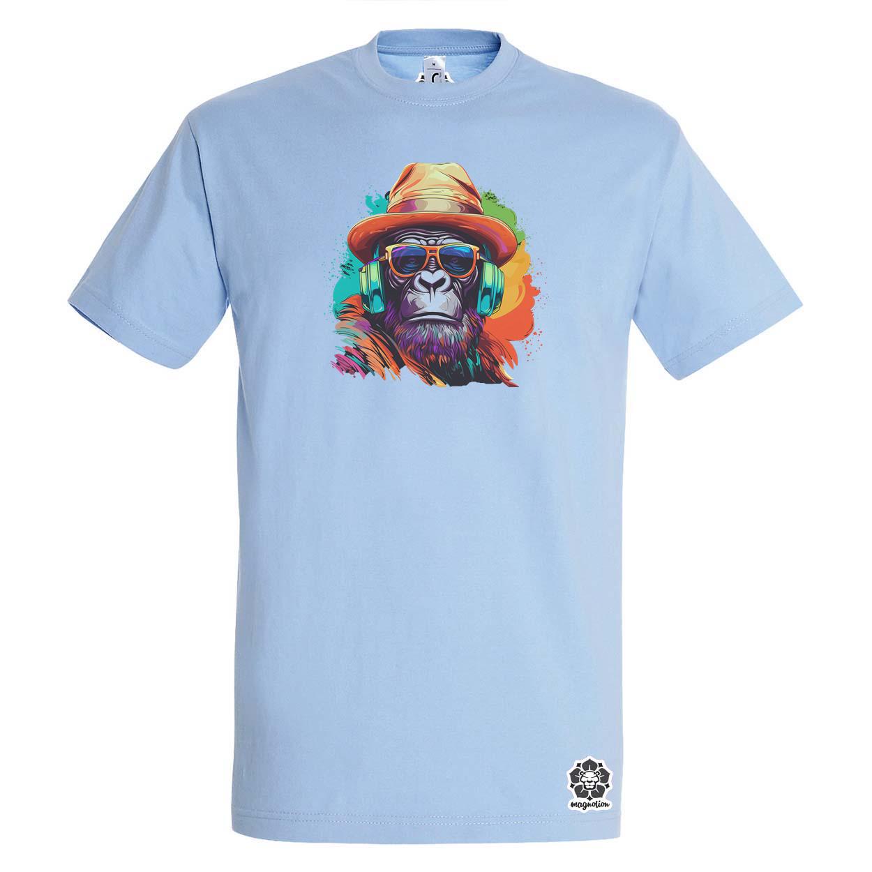 Gorilla zenét hallgat v6 egyedi póló 